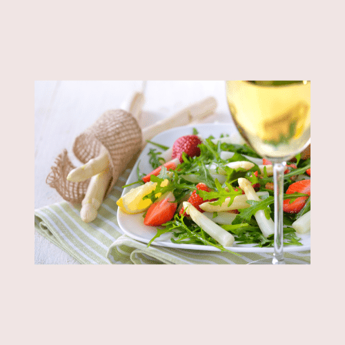 Lecker kochen mit Spargel, Rezept, Spargelsalat mit Rhabarber